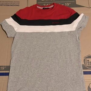 Men’s red white and blue shirt